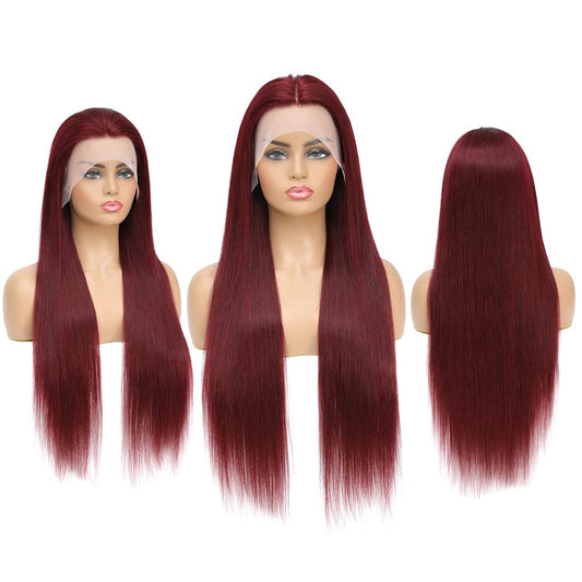 DACHIC™ Burgundy Wig: Peruvian Straight Lace Frontal Wig in 99J Burgundy