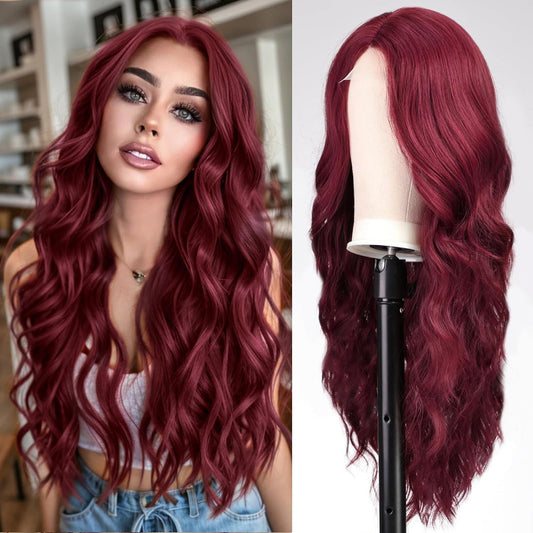 DACHIC™ Burgundy Wig: Peruvian Straight Lace Frontal Wig in 99J Burgundy