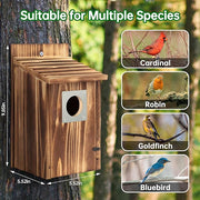 Wood Bird House with Metal Predator Guard