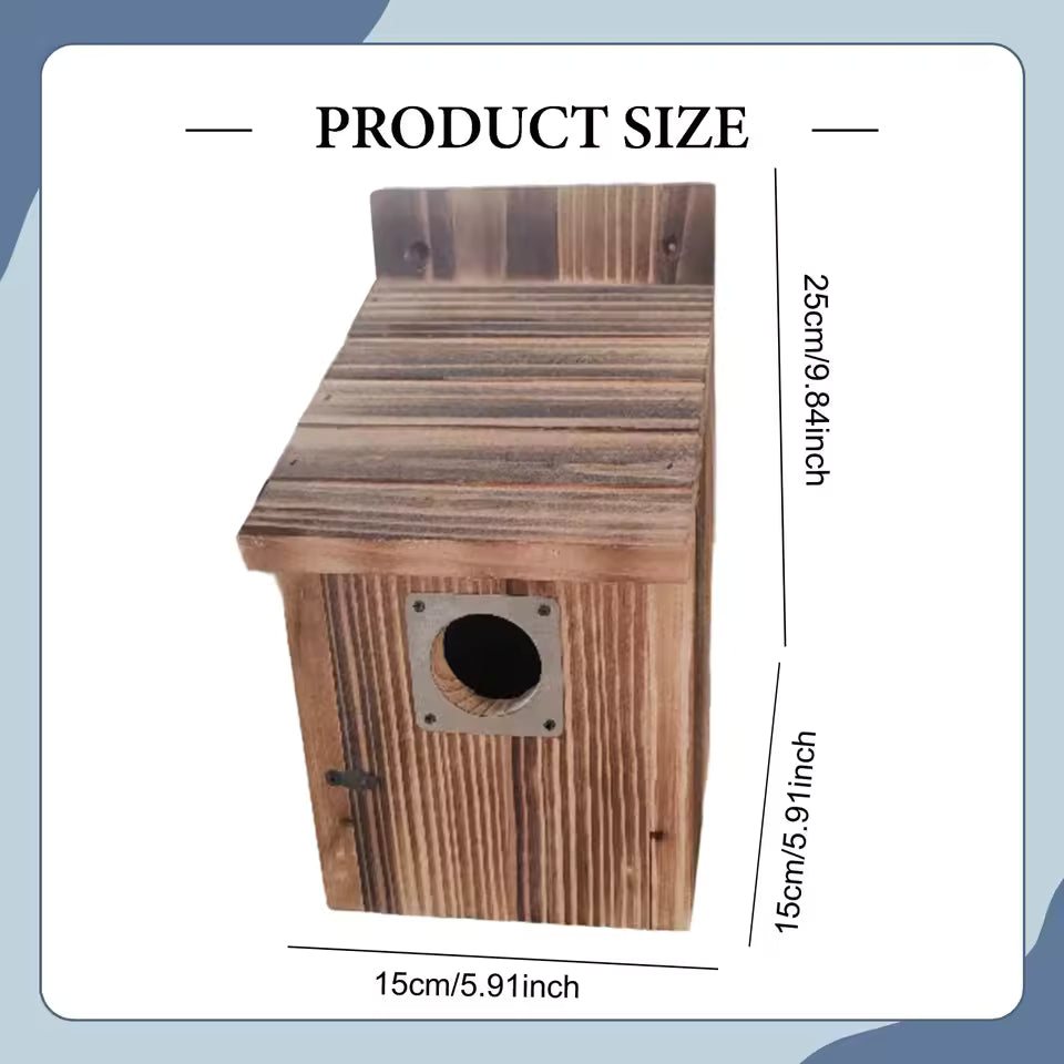 Wood Bird House with Metal Predator Guard