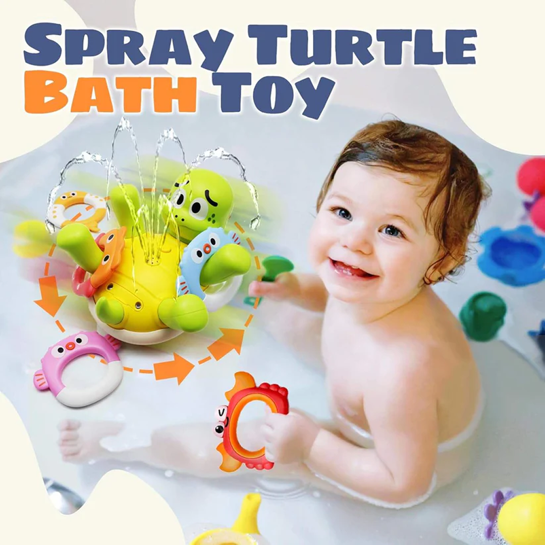 Easylife™ Swimming Turtle Bath Toy – Rechargeable Rotating Spray Baby Bath Toy, Cute Sensory Water Toy for Toddlers & Kids