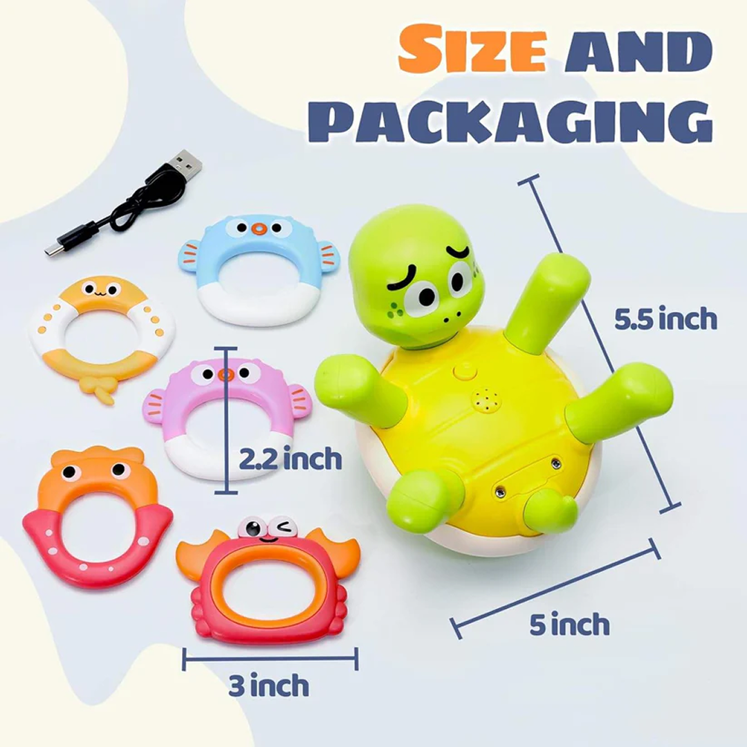 Easylife™ Swimming Turtle Bath Toy – Rechargeable Rotating Spray Baby Bath Toy, Cute Sensory Water Toy for Toddlers & Kids