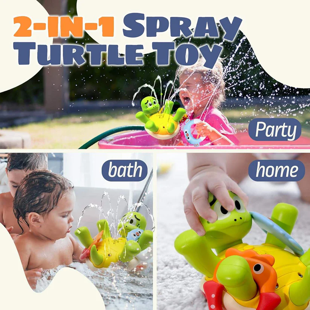 Easylife™ Swimming Turtle Bath Toy – Rechargeable Rotating Spray Baby Bath Toy, Cute Sensory Water Toy for Toddlers & Kids