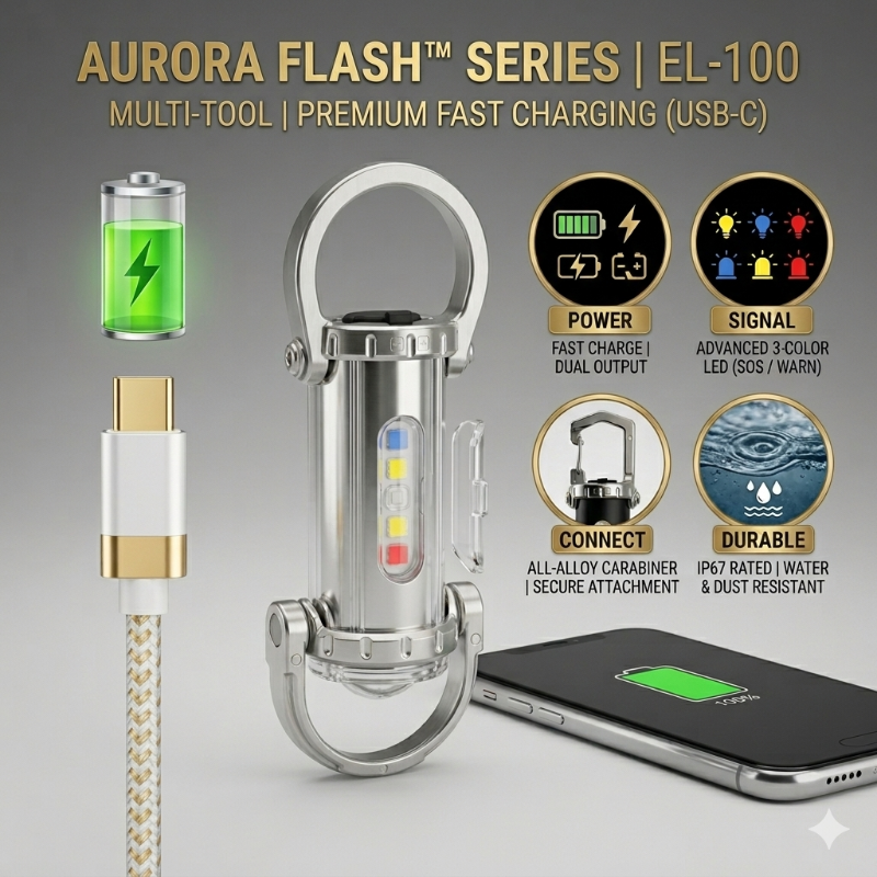 Aurora Flash™ Mini Keychain Flashlight 1200LM – Super Bright, Waterproof LED Light