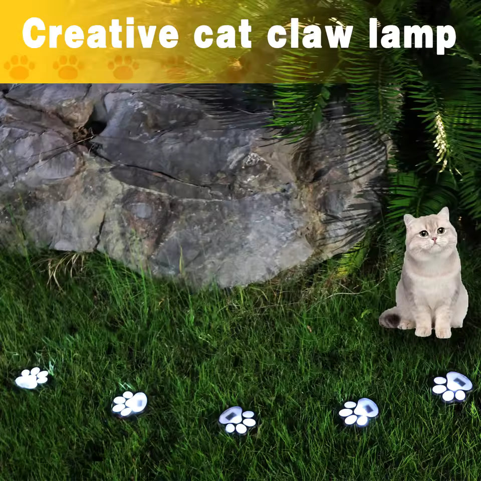 🐾 Glowing Paw Print Garden Lights