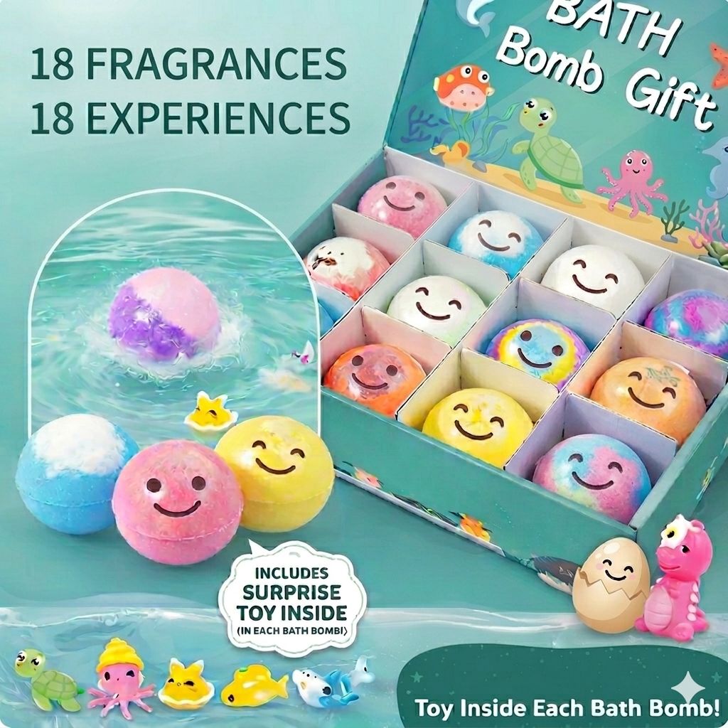 MysteryFizz™ Kids Bath Bombs – 6/12/18 Pack with Surprise for Kids