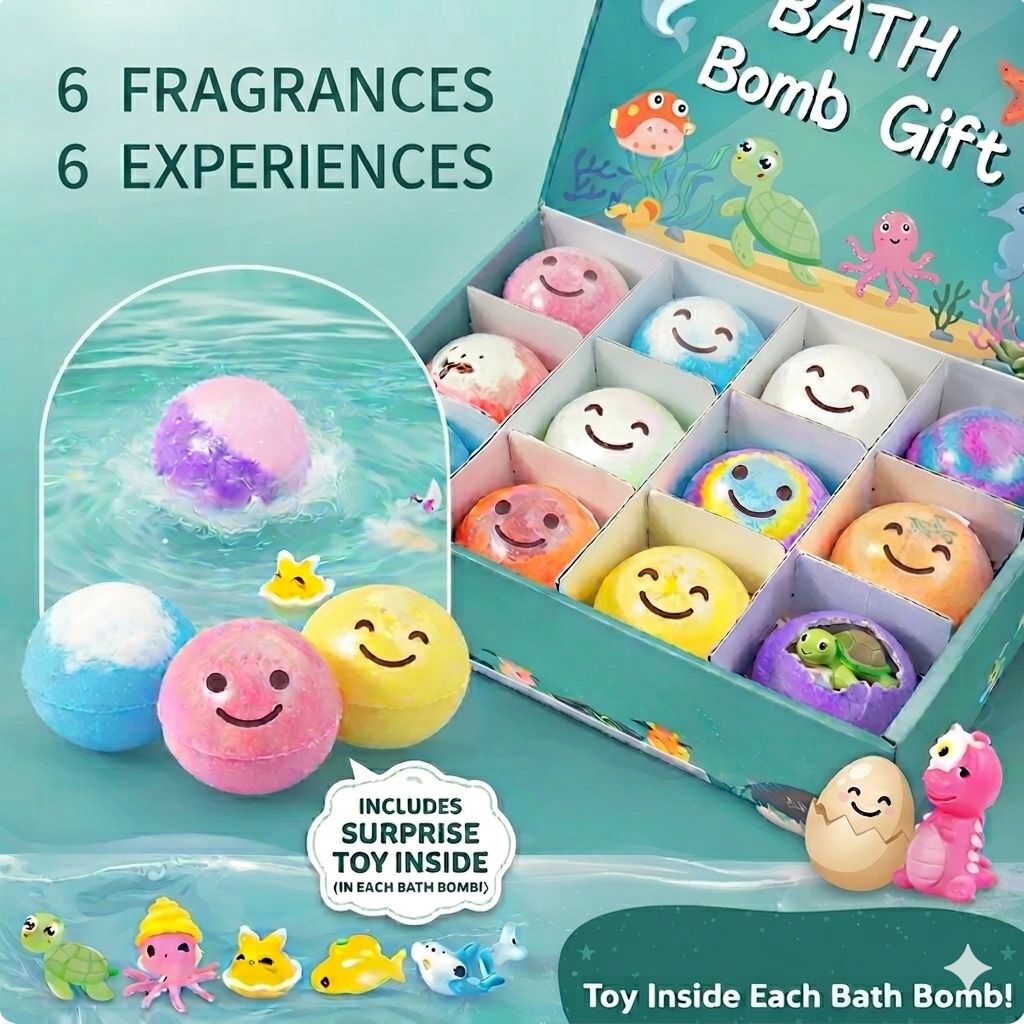 MysteryFizz™ Kids Bath Bombs – 6/12/18 Pack with Surprise for Kids