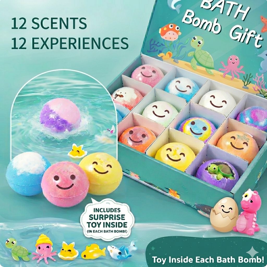 MysteryFizz™ Kids Bath Bombs – 6/12/18 Pack with Surprise for Kids