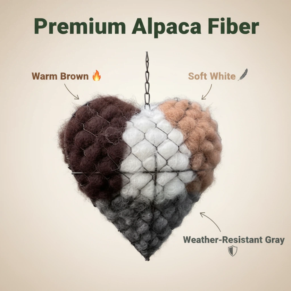 🕊️ Handmade Alpaca Fiber Bird Nesting Heart